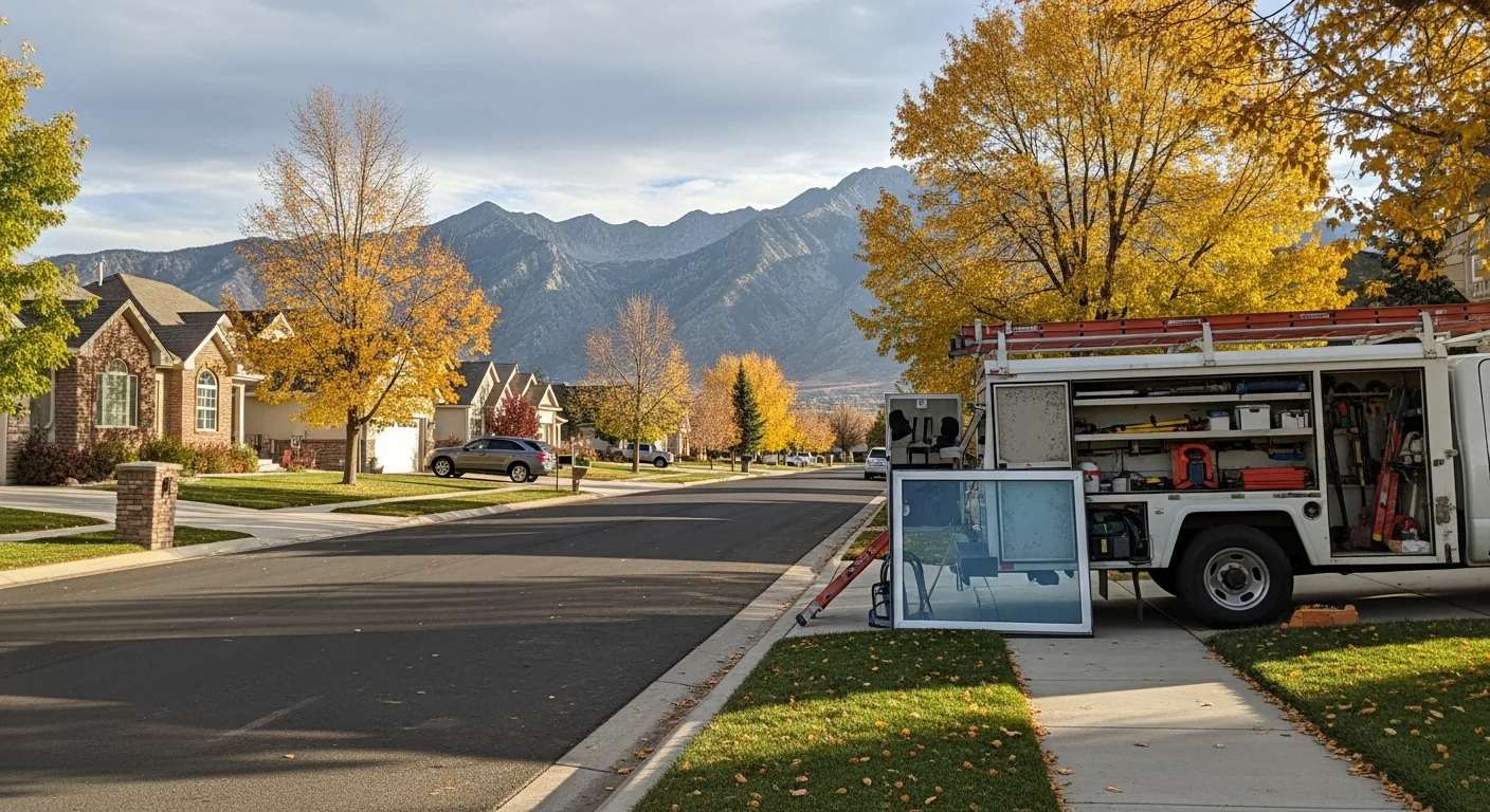 Utah County residential street with homes in Provo and Orem neighborhoods, showing typical Wasatch Front architecture.